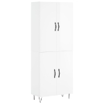 Credenza Bianco Lucido 69,5x34x180 cm in Legno Multistrato