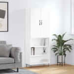 Credenza Bianco Lucido 69,5x34x180 cm in Legno Multistrato