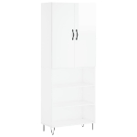 Credenza Bianco Lucido 69,5x34x180 cm in Legno Multistrato