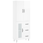 Credenza Bianco Lucido 69,5x34x180 cm in Legno Multistrato