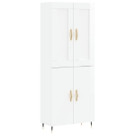 Credenza Bianco Lucido 69,5x34x180 cm in Legno Multistrato