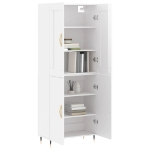 Credenza Bianco Lucido 69,5x34x180 cm in Legno Multistrato