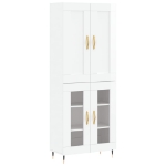 Credenza Bianco Lucido 69,5x34x180 cm in Legno Multistrato