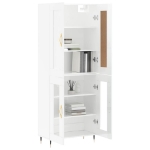 Credenza Bianco Lucido 69,5x34x180 cm in Legno Multistrato