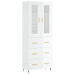 Credenza Bianco Lucido 69,5x34x180 cm in Legno Multistrato