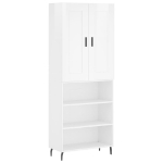 Credenza Bianco Lucido 69,5x34x180 cm in Legno Multistrato