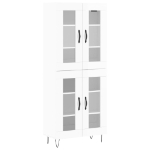 Credenza Bianco Lucido 69,5x34x180 cm in Legno Multistrato