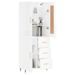 Credenza Bianco Lucido 69,5x34x180 cm in Legno Multistrato