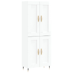 Credenza Bianco Lucido 69,5x34x180 cm in Legno Multistrato