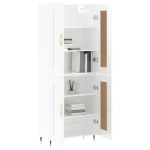 Credenza Bianco Lucido 69,5x34x180 cm in Legno Multistrato