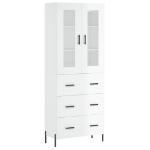 Credenza Bianco Lucido 69,5x34x180 cm in Legno Multistrato