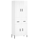 Credenza Bianco Lucido 69,5x34x180 cm in Legno Multistrato