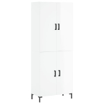 Credenza Bianco Lucido 69,5x34x180 cm in Legno Multistrato