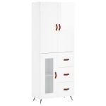 Credenza Bianco Lucido 69,5x34x180 cm in Legno Multistrato