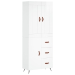 Credenza Bianco Lucido 69,5x34x180 cm in Legno Multistrato