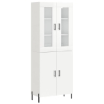 Credenza Bianco Lucido 69,5x34x180 cm in Legno Multistrato