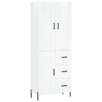 Credenza Bianco Lucido 69,5x34x180 cm in Legno Multistrato