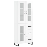 Credenza Bianco Lucido 69,5x34x180 cm in Legno Multistrato