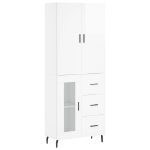 Credenza Bianco Lucido 69,5x34x180 cm in Legno Multistrato