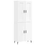 Credenza Bianco Lucido 69,5x34x180 cm in Legno Multistrato