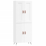 Credenza Bianco Lucido 69,5x34x180 cm in Legno Multistrato