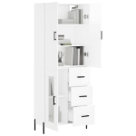 Credenza Bianco Lucido 69,5x34x180 cm in Legno Multistrato