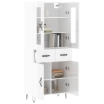 Credenza Bianco Lucido 69,5x34x180 cm in Legno Multistrato