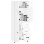 Credenza Bianco Lucido 69,5x34x180 cm in Legno Multistrato