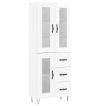 Credenza Bianco Lucido 69,5x34x180 cm in Legno Multistrato