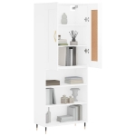 Credenza Bianco Lucido 69,5x34x180 cm in Legno Multistrato