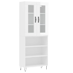 Credenza Bianco Lucido 69,5x34x180 cm in Legno Multistrato