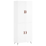 Credenza Bianco Lucido 69,5x34x180 cm in Legno Multistrato