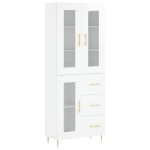 Credenza Bianco Lucido 69,5x34x180 cm in Legno Multistrato