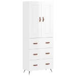 Credenza Bianco Lucido 69,5x34x180 cm in Legno Multistrato