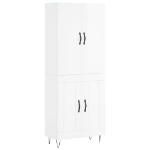 Credenza Bianco Lucido 69,5x34x180 cm in Legno Multistrato