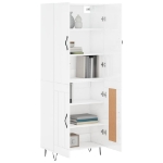 Credenza Bianco Lucido 69,5x34x180 cm in Legno Multistrato