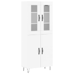 Credenza Bianco Lucido 69,5x34x180 cm in Legno Multistrato