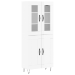 Credenza Bianco Lucido 69,5x34x180 cm in Legno Multistrato