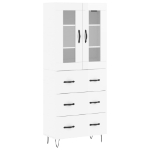 Credenza Bianco Lucido 69,5x34x180 cm in Legno Multistrato