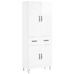 Credenza Bianco Lucido 69,5x34x180 cm in Legno Multistrato