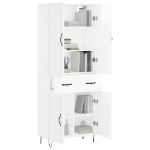 Credenza Bianco Lucido 69,5x34x180 cm in Legno Multistrato