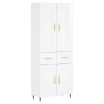 Credenza Bianco Lucido 69,5x34x180 cm in Legno Multistrato