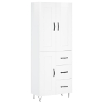 Credenza Bianco Lucido 69,5x34x180 cm in Legno Multistrato