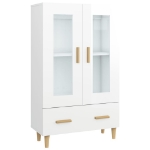 Credenza Bianco Lucido 70x31x115 cm in Legno Multistrato