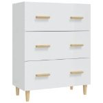 Credenza Bianco Lucido 70x34x90 cm in Legno Multistrato