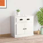 Credenza Bianco Lucido 70x35,5x67,5 cm in Legno Multistrato