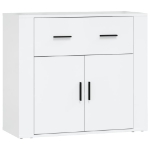 Credenza Bianco Lucido 80x33x70 cm in Legno Multistrato