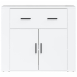 Credenza Bianco Lucido 80x33x70 cm in Legno Multistrato