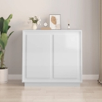 Credenza Bianco Lucido 80x34x75 cm in Legno Multistrato