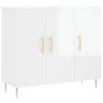 Credenza Bianco Lucido 90x34x80 cm in Legno Multistrato